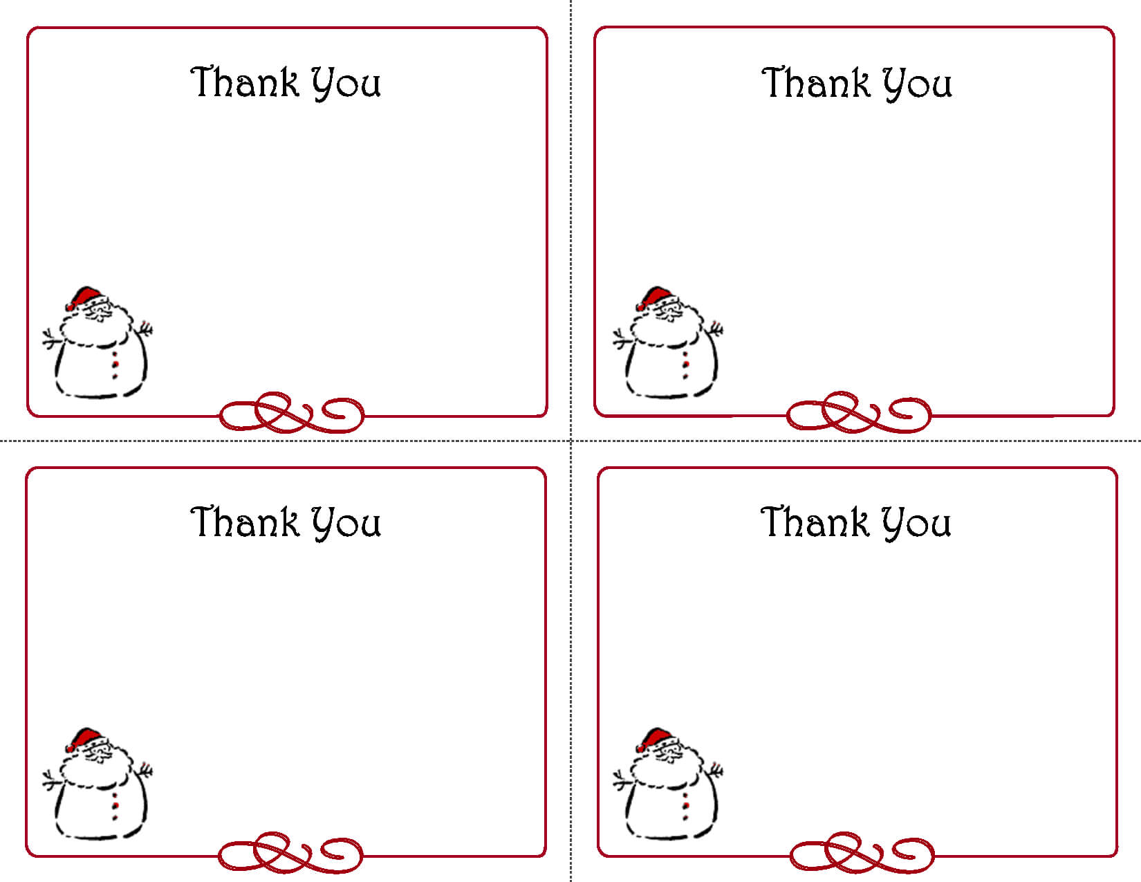 Free Thank You Cards Printable | Free Printable Holiday Gift In Christmas Thank You Card Templates Free