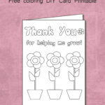 Free Thank You For Helping Me Grow – Coloring Card Printable For Thank You Card For Teacher Template