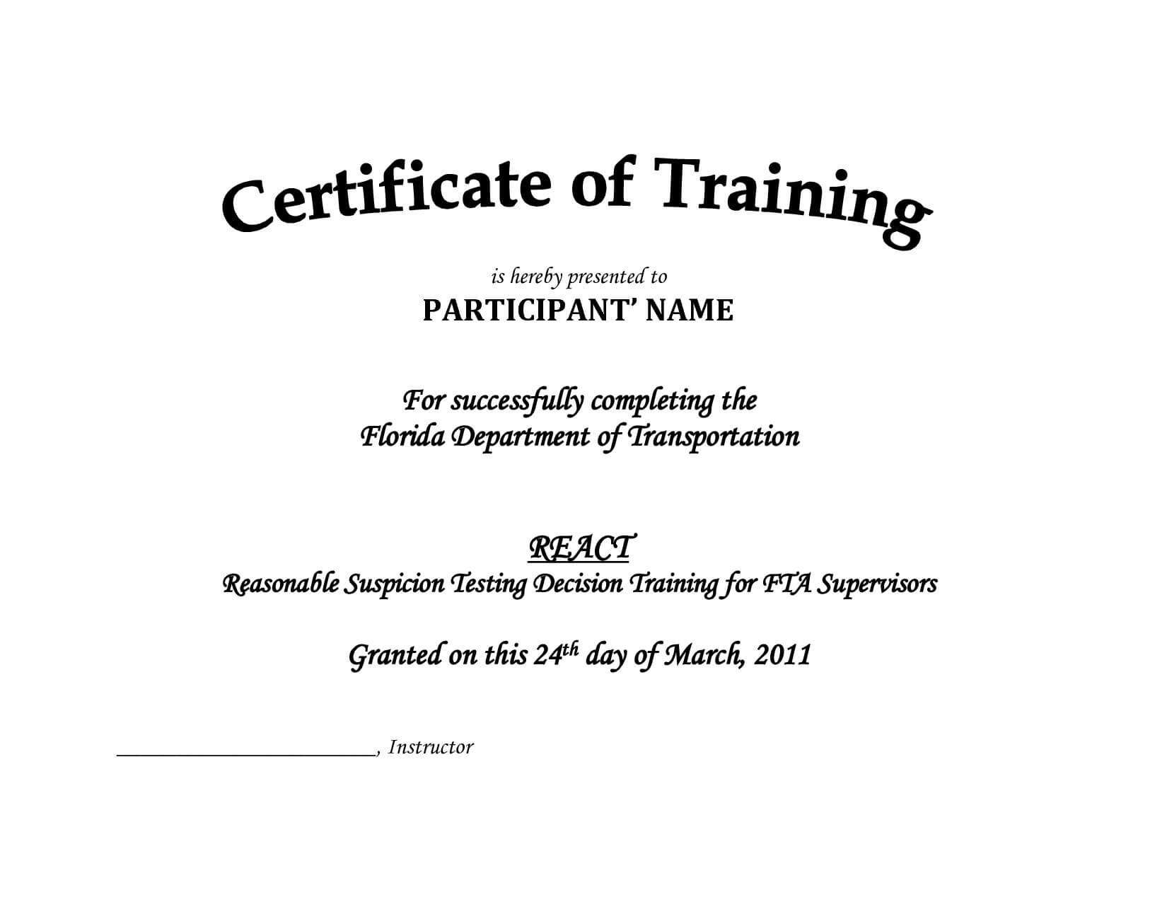 Free Training Certificate Templates For Word Brochure With Training Certificate Template Word Format