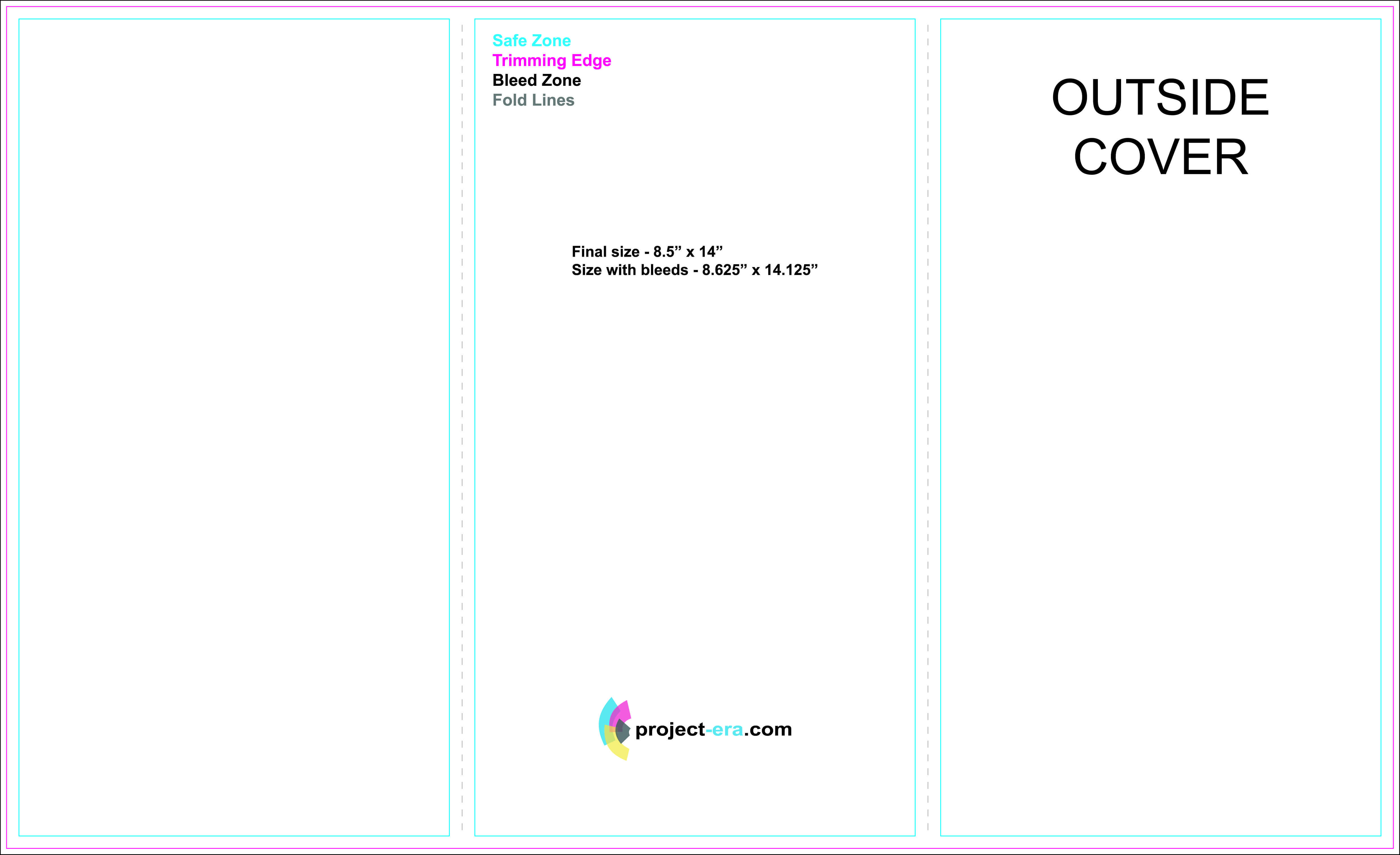 Free Tri Fold Brochure Templates Based On 8.5" X 14" Paper For Brochure Folding Templates