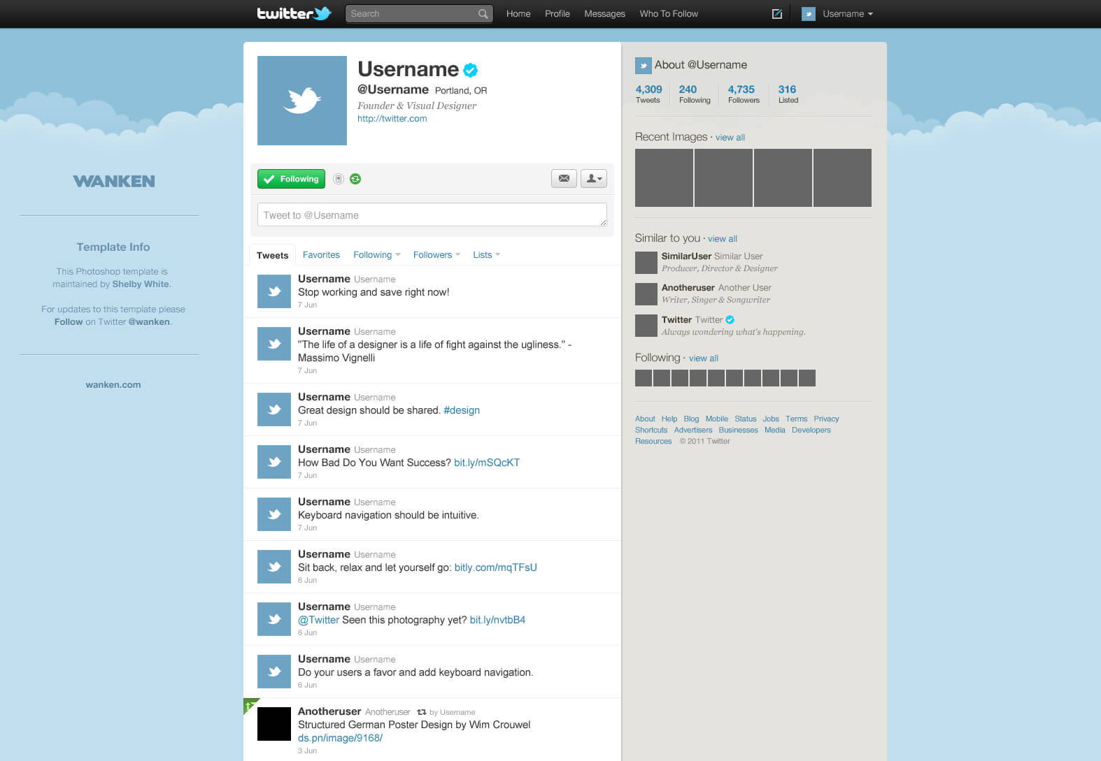 Free Twitter Gui Psd — Smashing Magazine Throughout Blank Twitter Profile Template