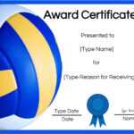 Free Volleyball Certificate | Customize Online & Print Inside Rugby League Certificate Templates