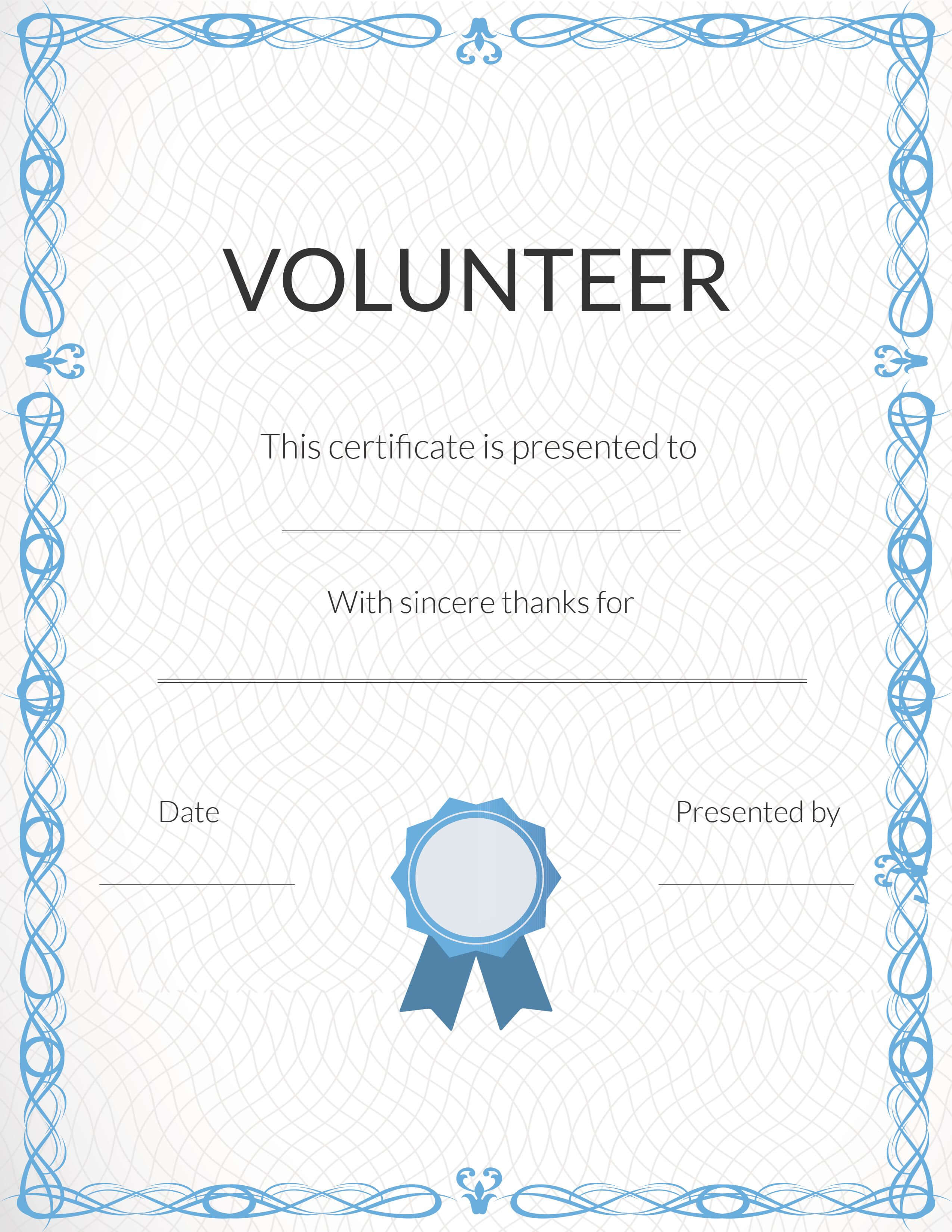 Free Volunteer Appreciation Certificates — Signup Throughout Volunteer Of The Year Certificate Template