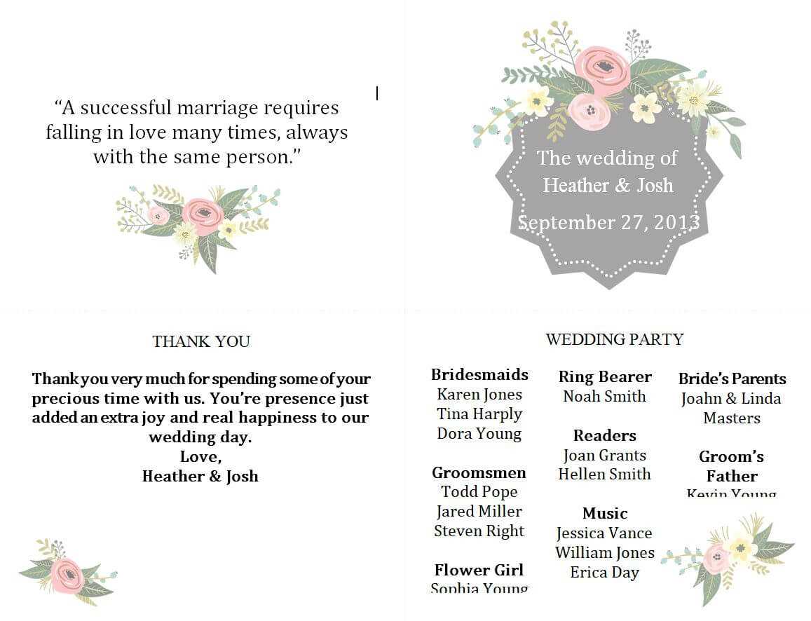 Free Wedding Program Templates You Can Customize In Free Printable Wedding Program Templates Word