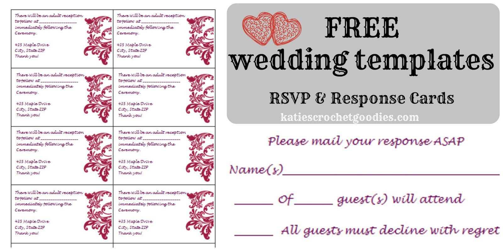 Free Wedding Rsvp & Response Card Template Templat | Wedding Inside Free Printable Wedding Rsvp Card Templates