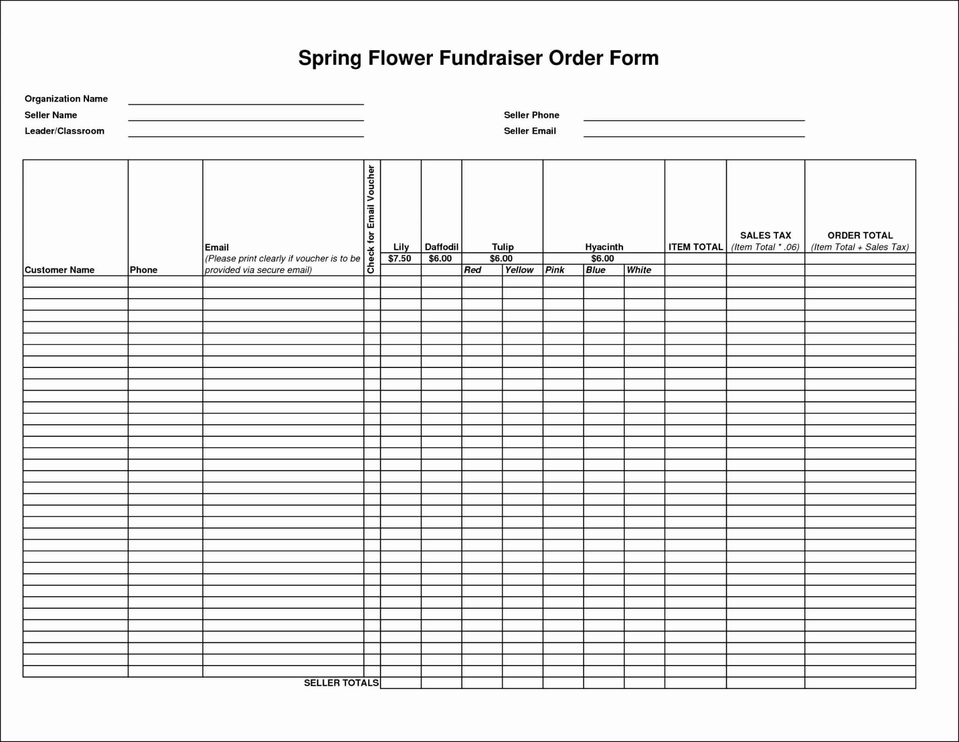Fresh Blank Fundraiser Order Form Template – Culturatti Regarding Blank Fundraiser Order Form Template
