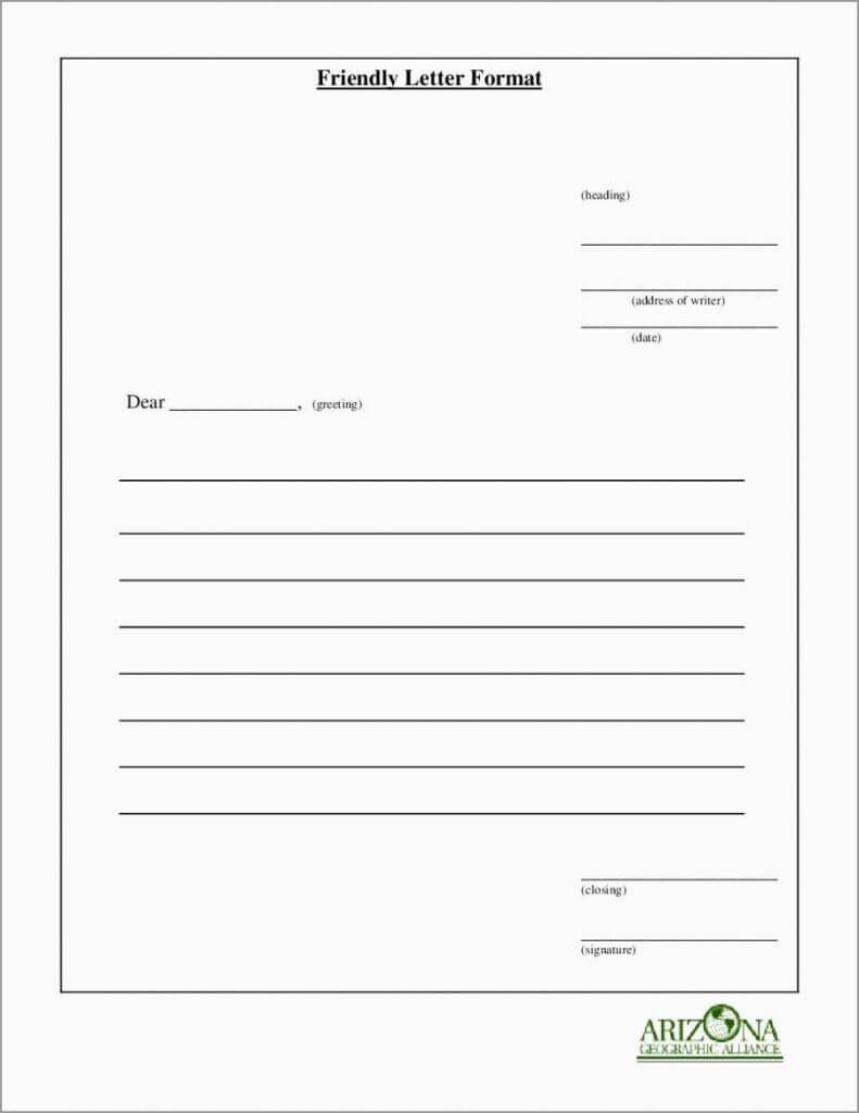 Friendly Letter Template 2Nd Grade Writing A Printable Throughout Blank Letter Writing Template For Kids