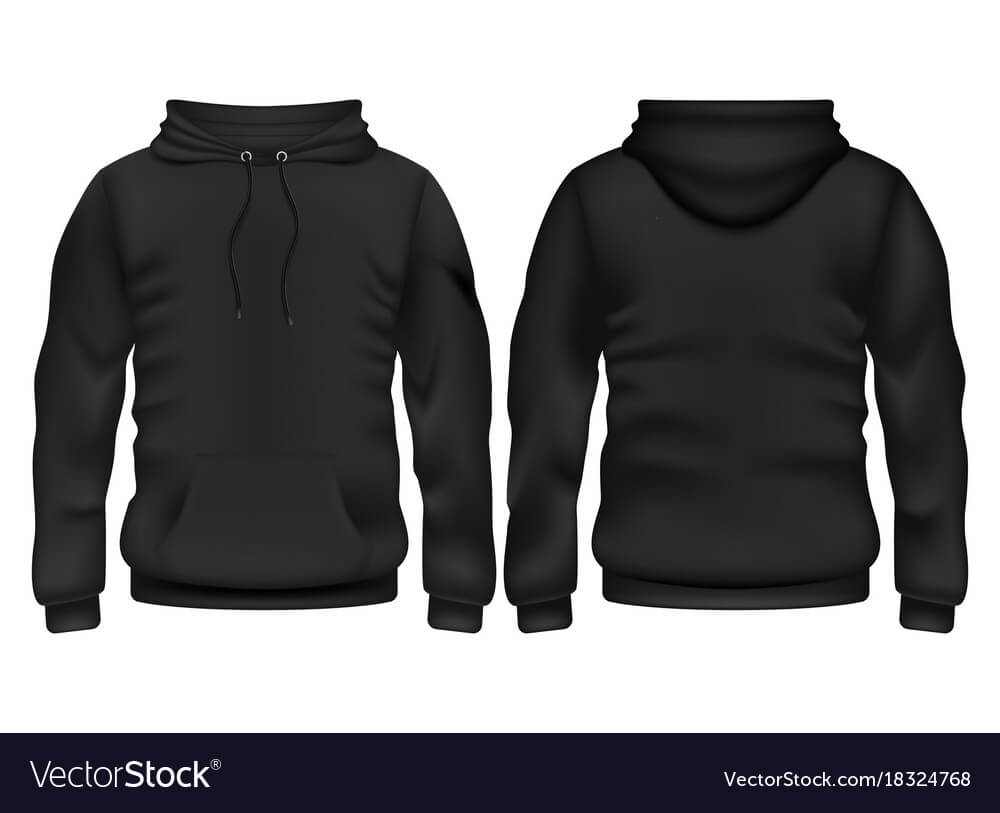 Front And Back Black Hoodie Template Pertaining To Blank Black Hoodie Template