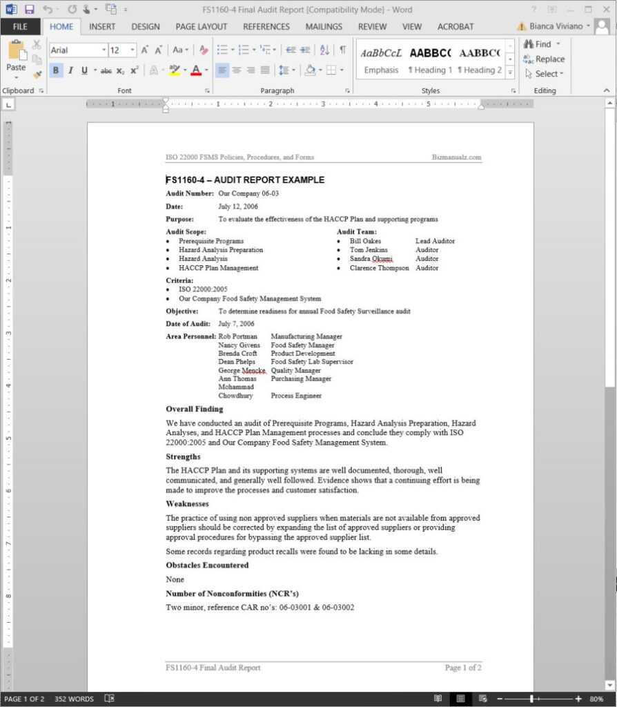 iso 9001 internal audit template