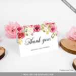 Fully Editable Burgundy Thank You Card, Printable Blush Pink In Powerpoint Thank You Card Template