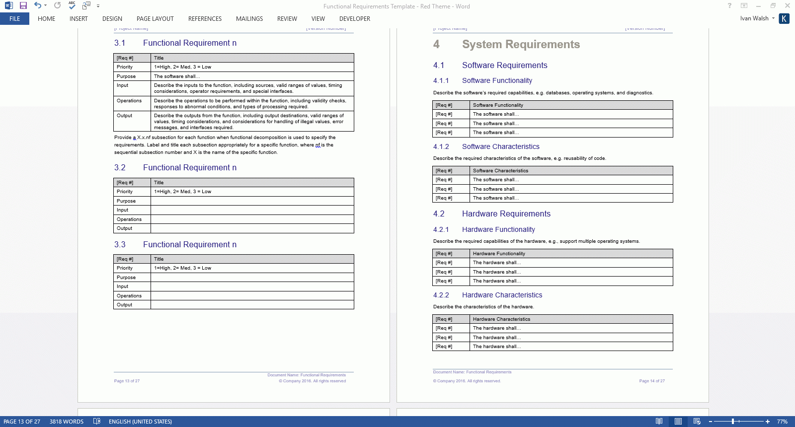 Functional Requirements Templates In Product Requirements Document Template Word