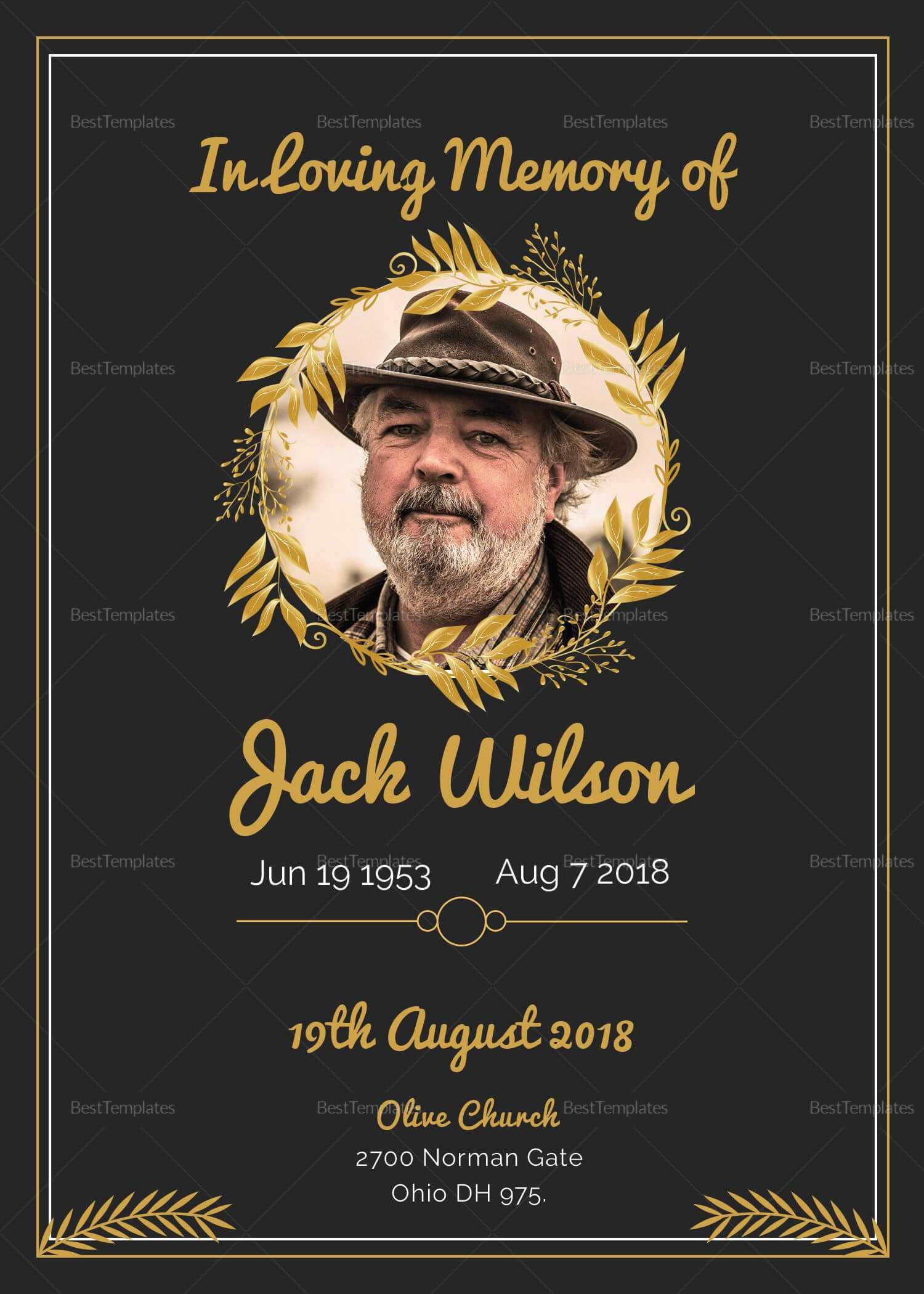 Funeral Invitation Card Template | Celebration Of Life Inside Funeral Invitation Card Template