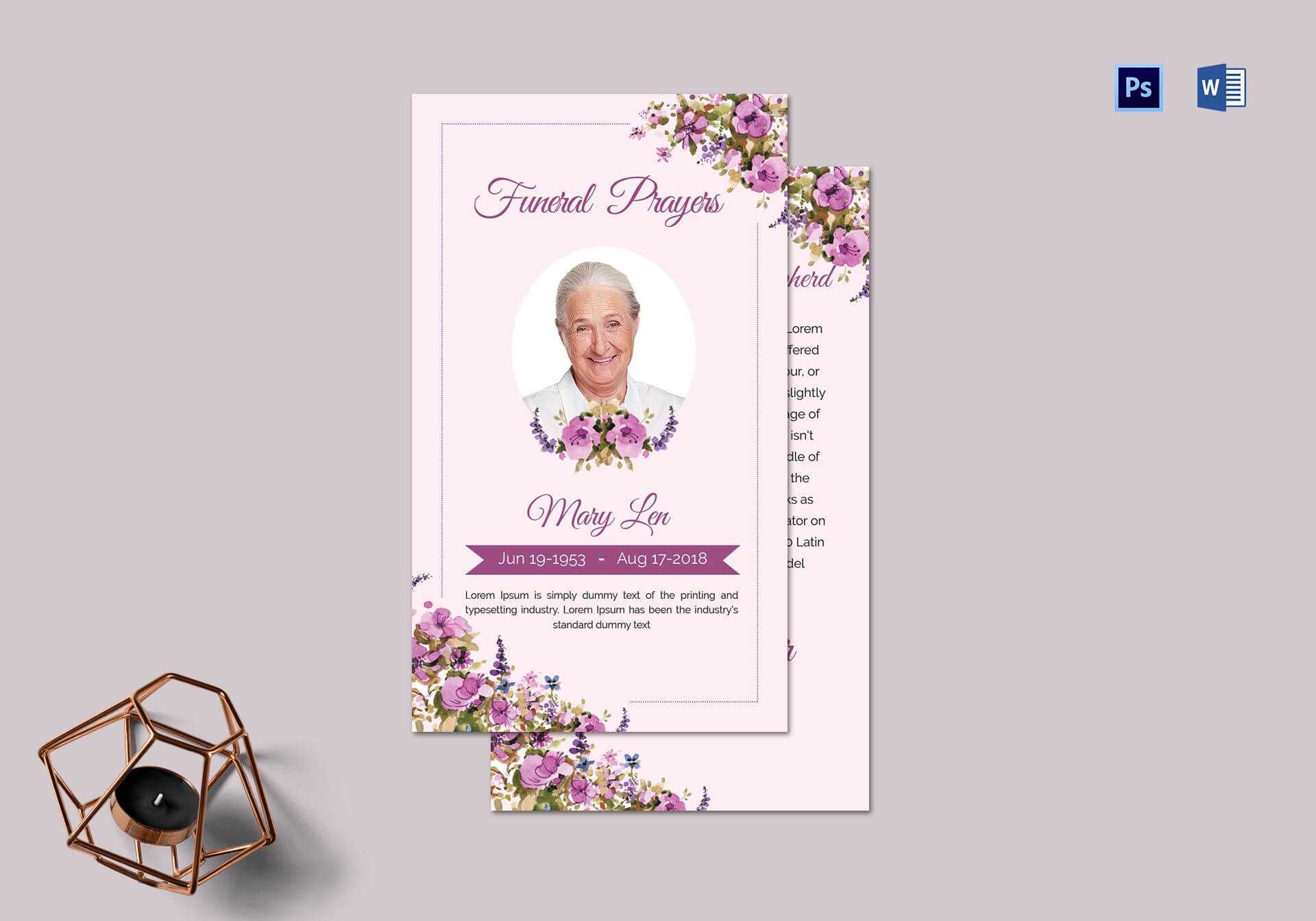 Funeral Prayer Card Template For Loved Ones Within Prayer Card Template For Word