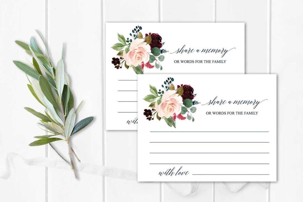 Funeral Share A Memory Card | Printable Funeral Memory Card | Floral Memorial Card Template ...