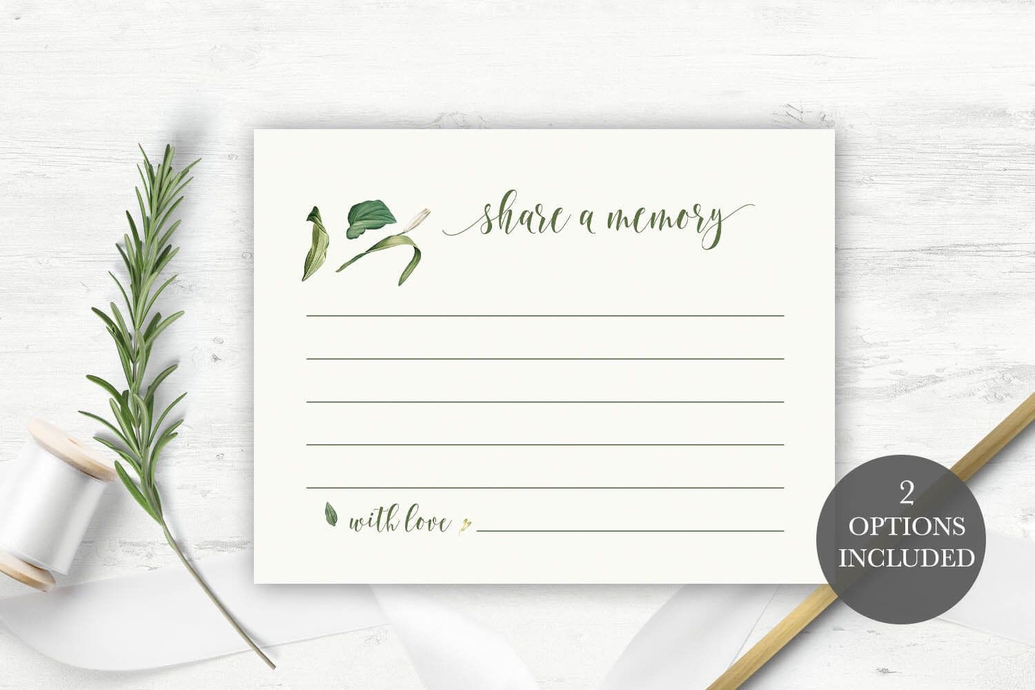 Funeral Share A Memory Card | Printable Funeral Memory Card | Greenery  Memorial Card Template | Funeral Cards | Memorial Cards Template Intended For In Memory Cards Templates