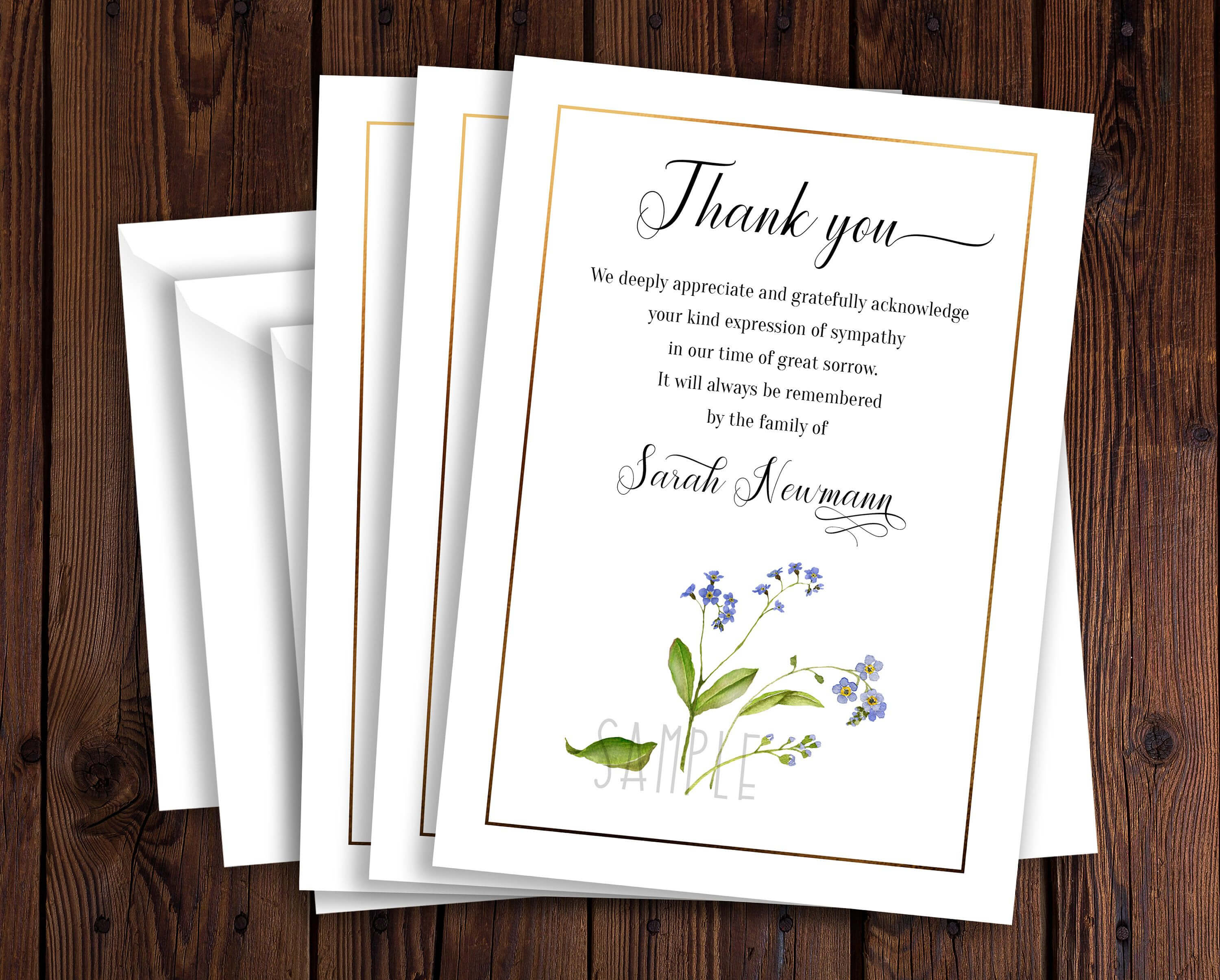 Funeral Thank You Card Template, Sympathy Acknowledgement Regarding Sympathy Thank You Card Template