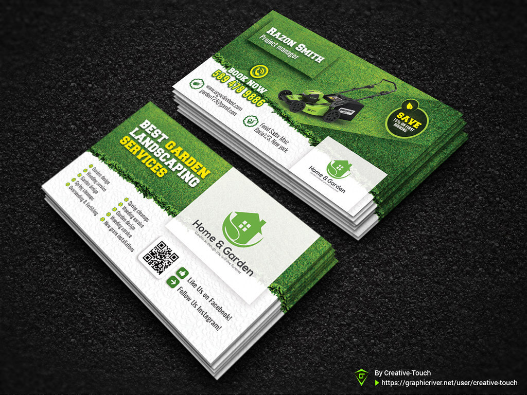 Garden Landscape Business Card Template | Fully Editable Tem For Landscaping Business Card Template