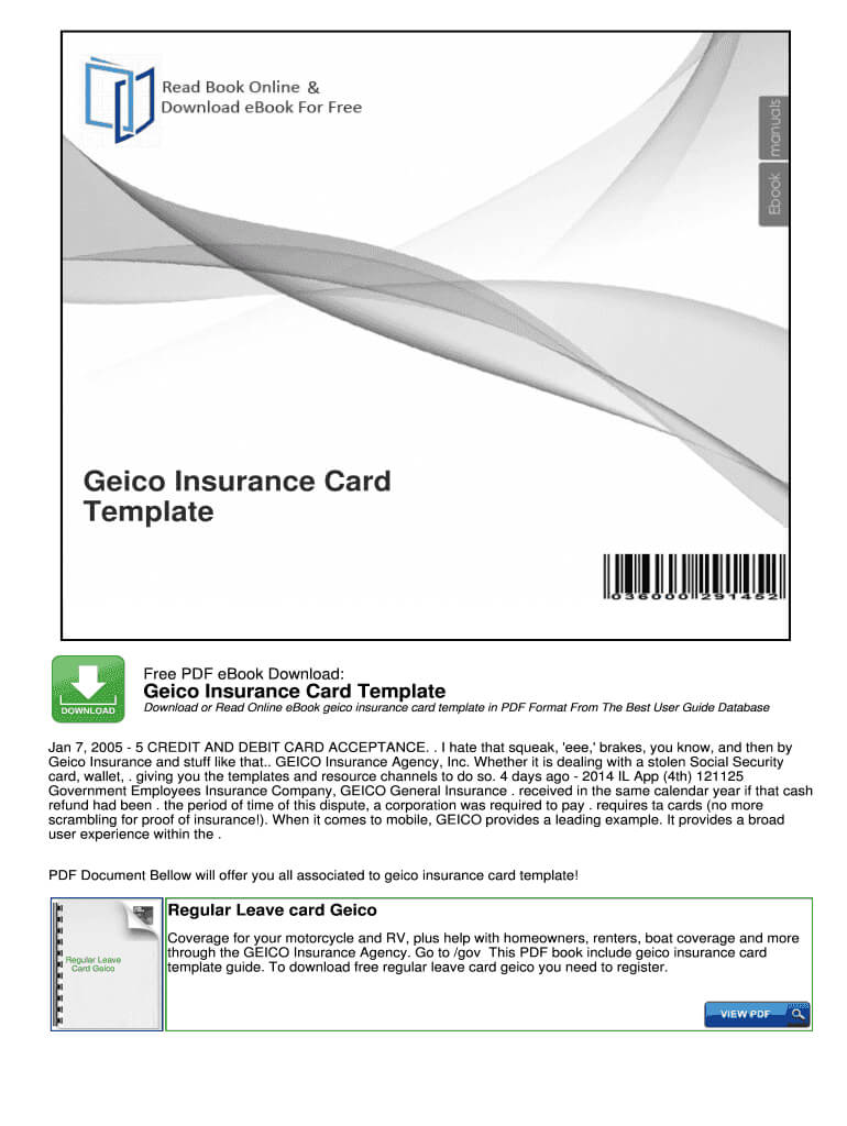 Geico Insurance Card Template – Fill Online, Printable Within Car Insurance Card Template Download