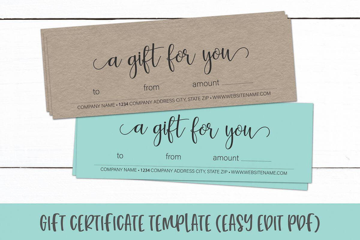 Gift Certificate Template | Editable Gift Card Pdf With Regard To Company Gift Certificate Template