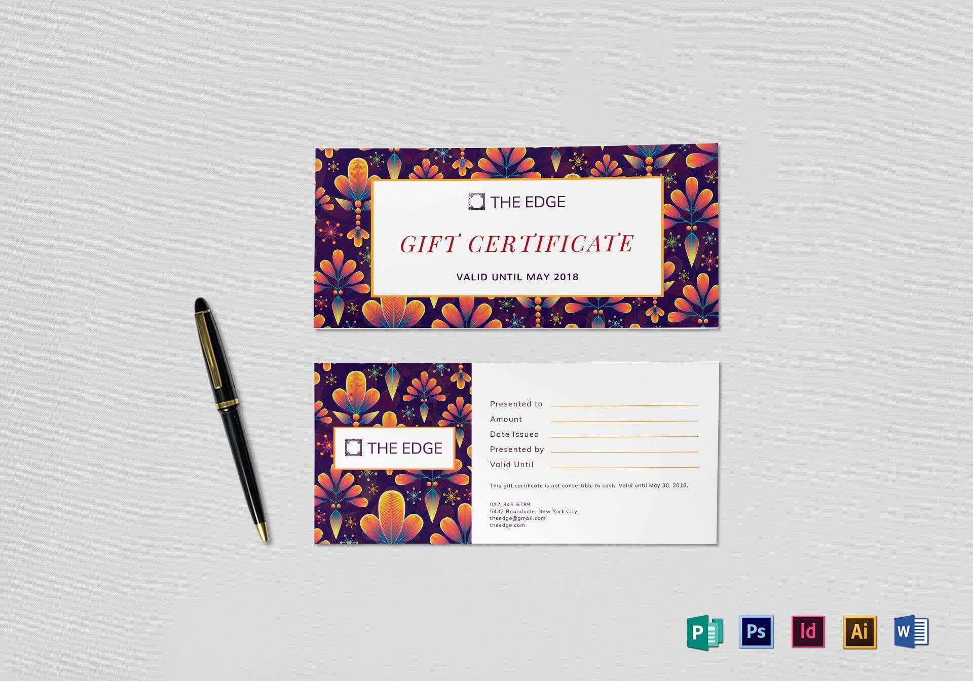 Gift Certificate Template For Gift Certificate Template Indesign