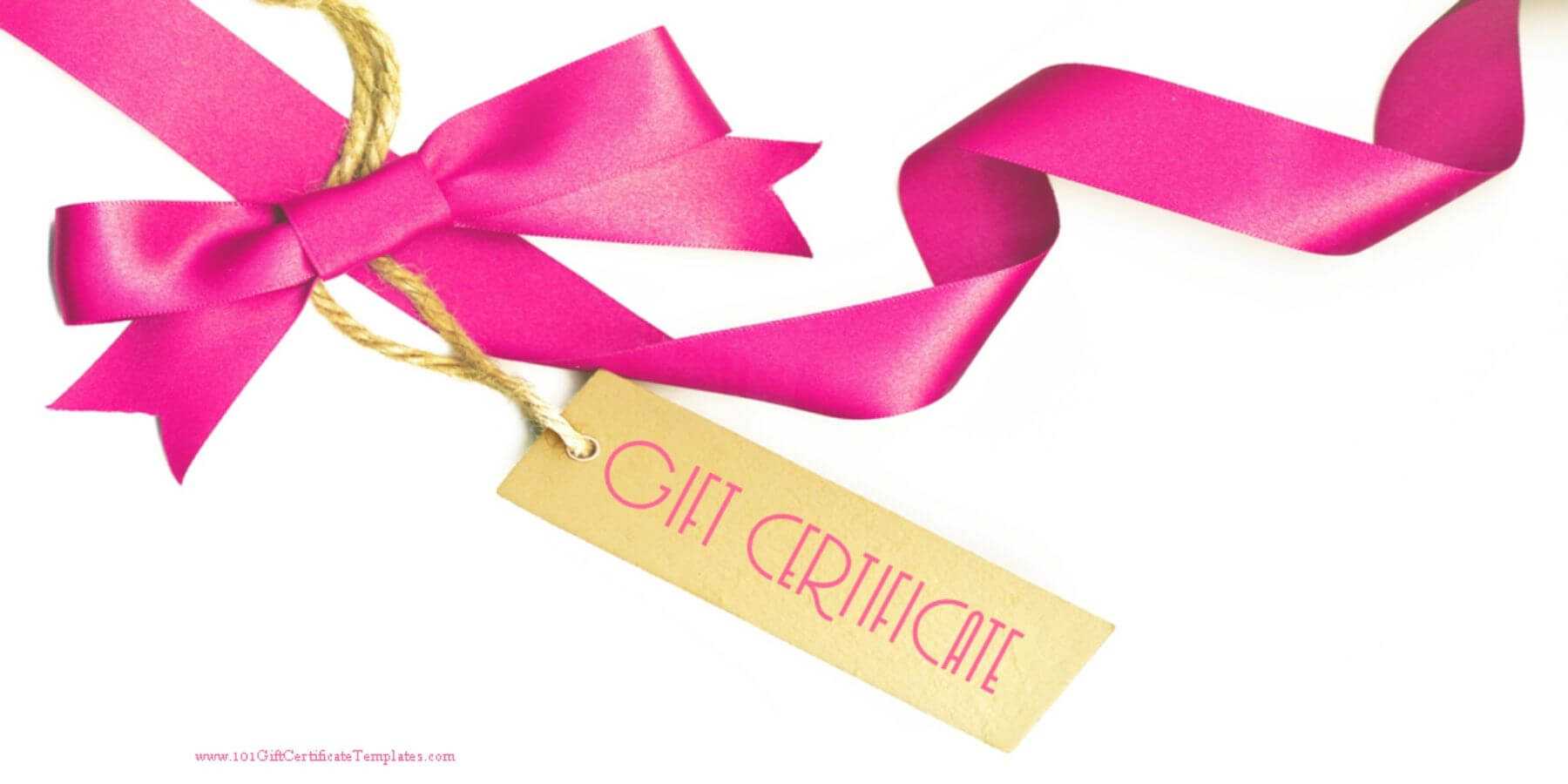 Gift Certificate With A White Background And A Pink Ribbon regarding Pink Gift Certificate Template