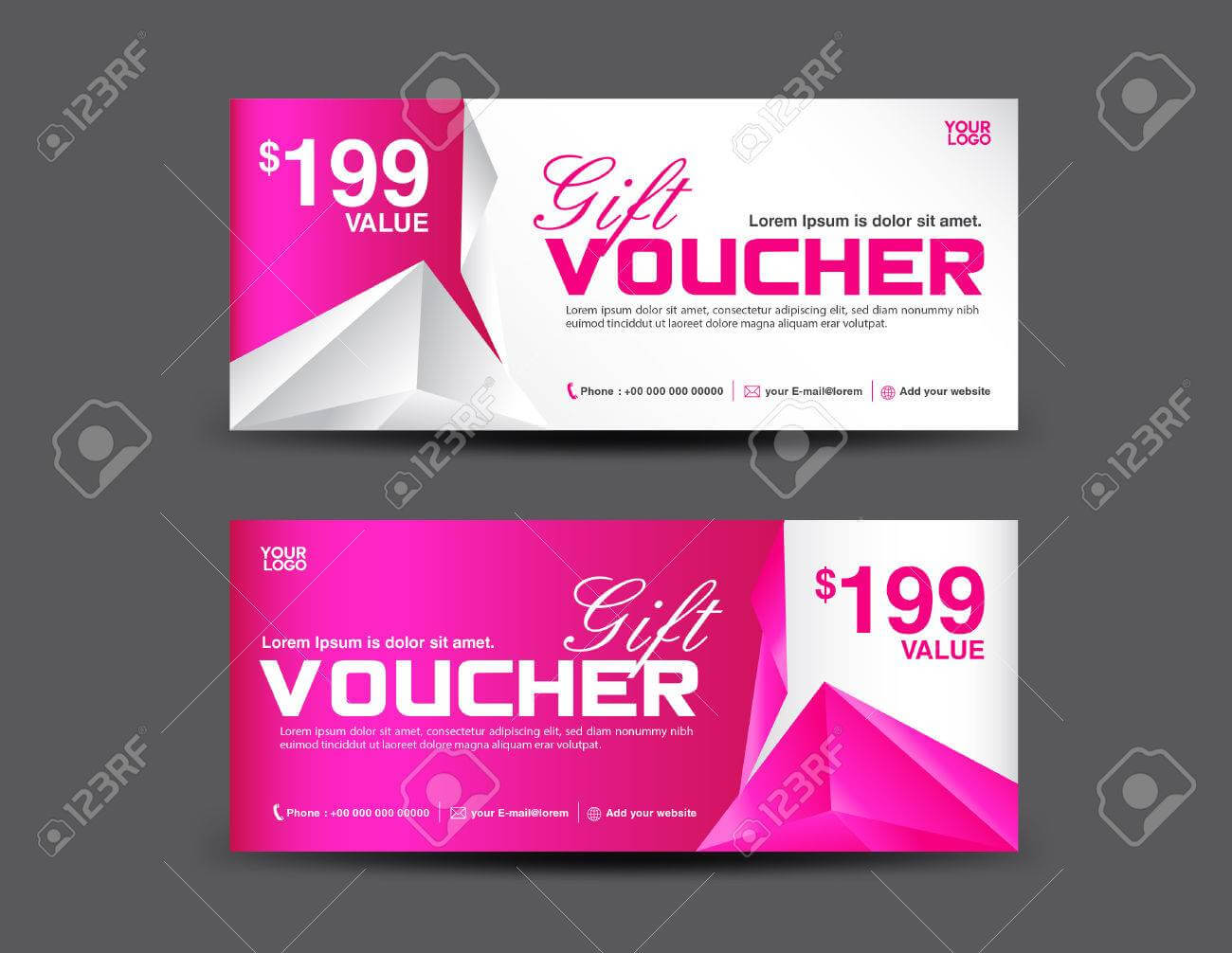Gift Voucher Template, Coupon Design, Pink Gift Certificate,.. With Regard To Pink Gift Certificate Template
