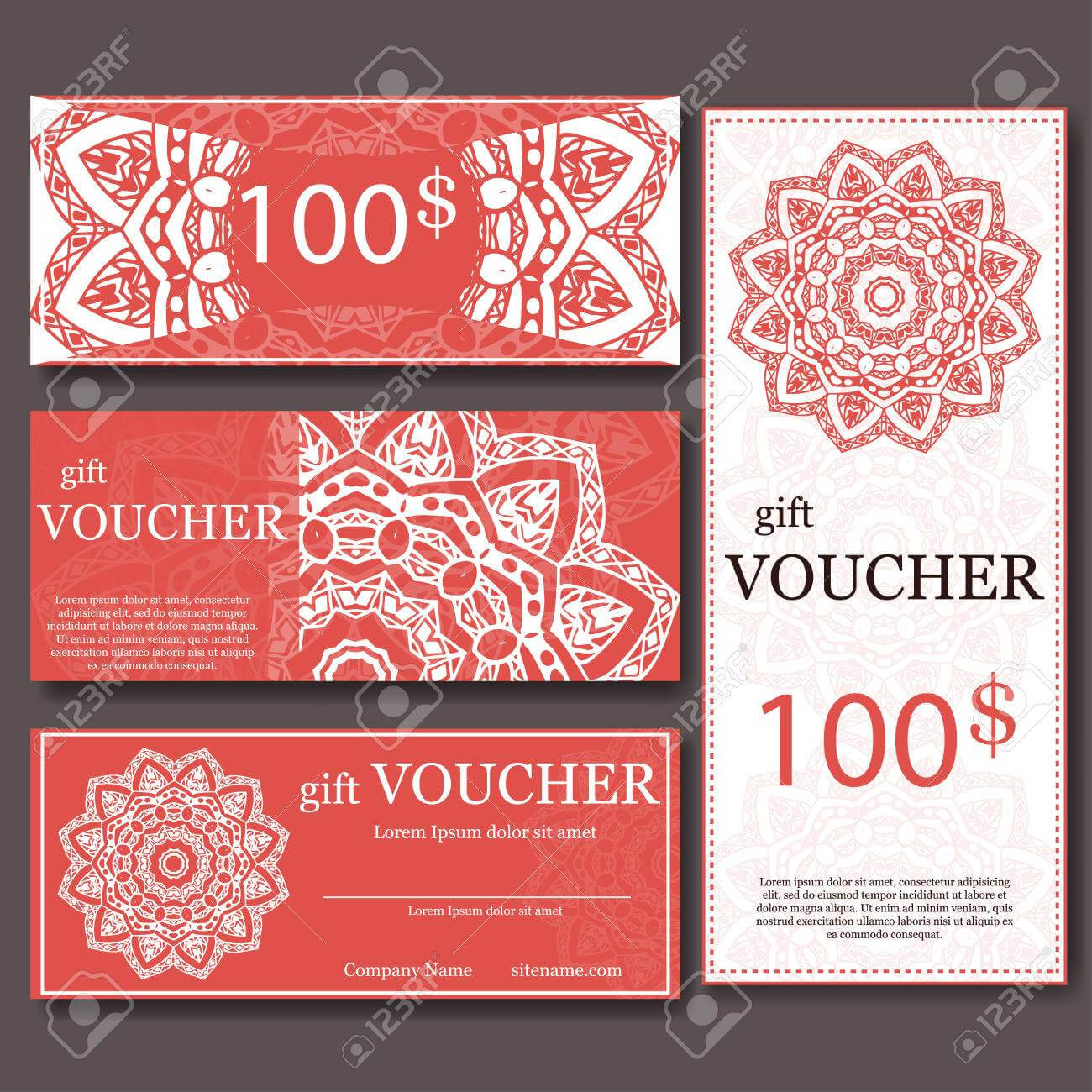 Gift Voucher Template With Mandala. Design Certificate For Sport.. For Yoga Gift Certificate Template Free