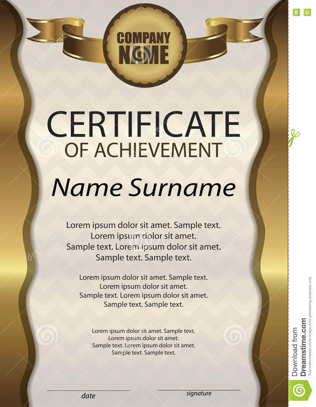 Gold Certificate Of Achievement Or Diploma. Template Intended For Certificate Of Attainment Template
