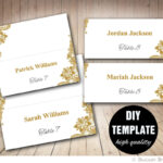 Gold Lace Wedding Place Cards Template Foldover, Diy Gold Place Card,  Instant Download,gold And Silver Printable Wedding Seating Placecards Inside Fold Over Place Card Template