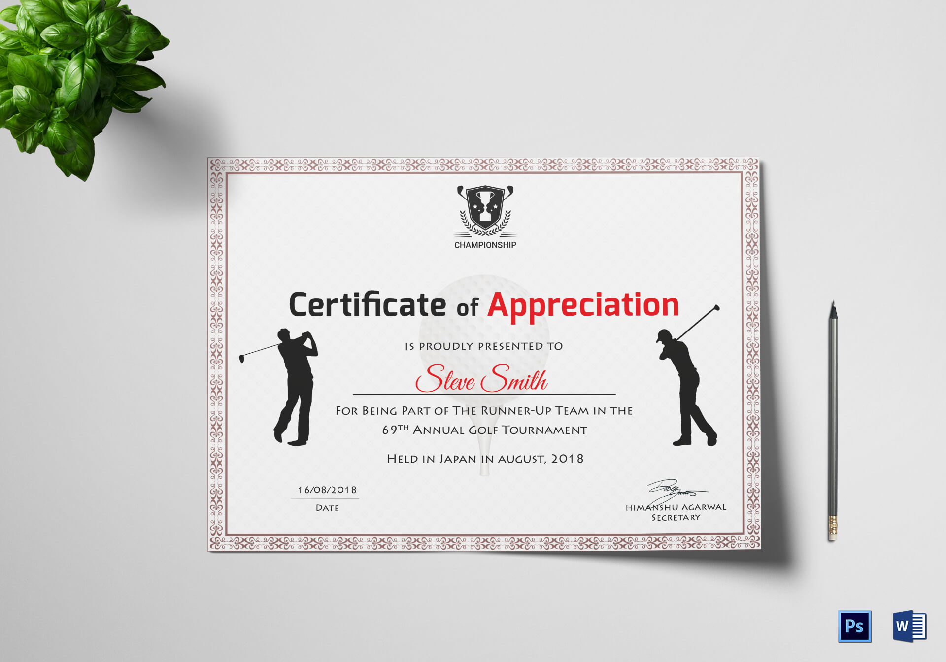 Golf Appreciation Certificate Template With Golf Certificate Templates For Word