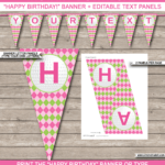 Golf Birthday Party Banner Template – Pink & Green Within Diy Party Banner Template