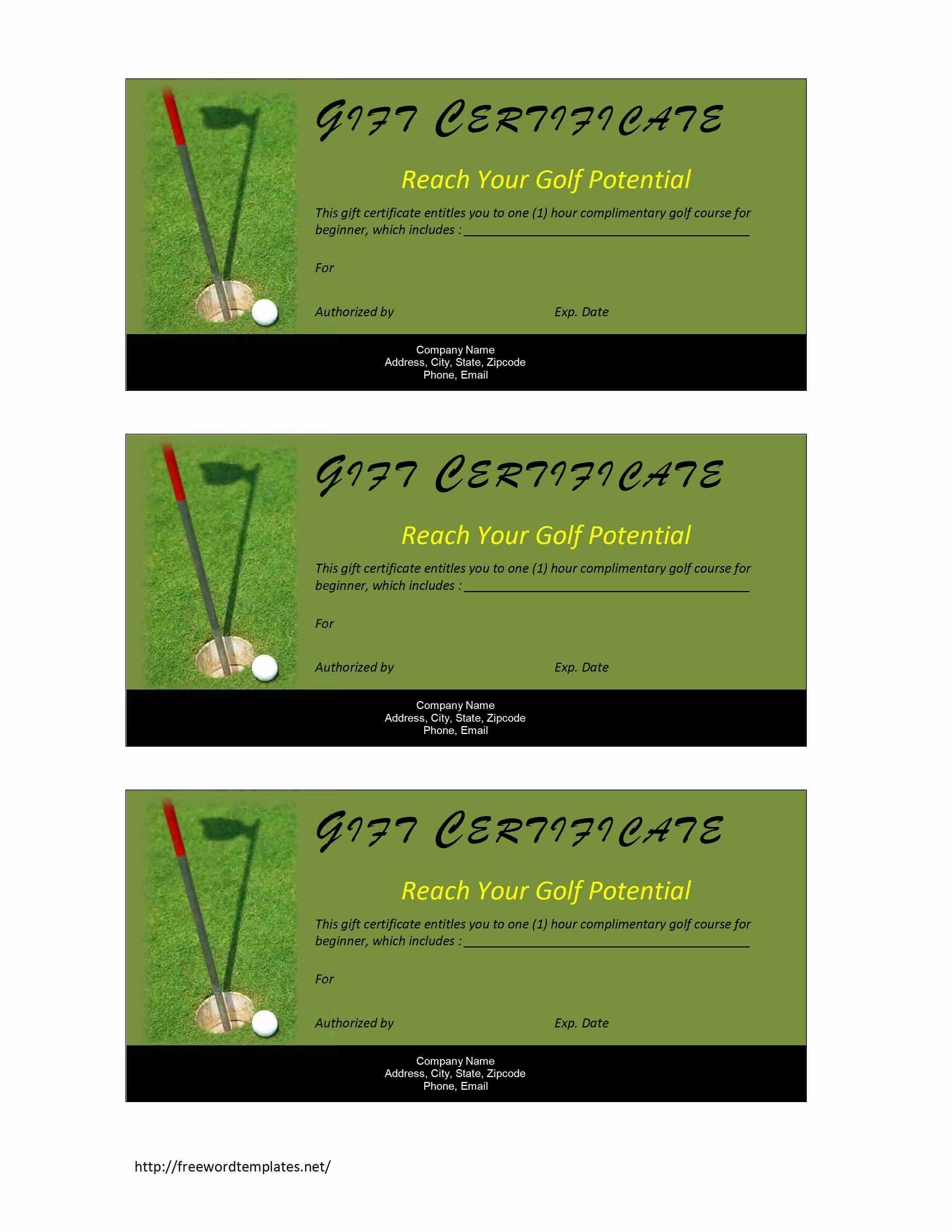 Golf Gift Certificate Pertaining To Golf Gift Certificate Template