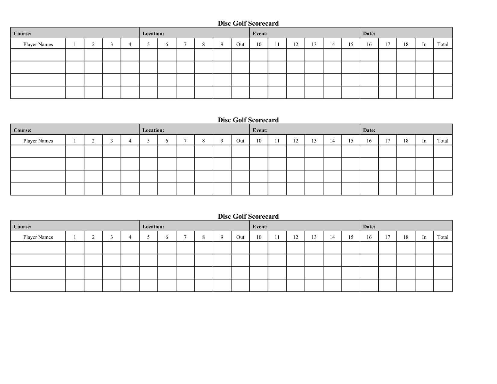 Golf Score Card Template | Running | Golf Crafts, Golf Score In Golf Score Cards Template