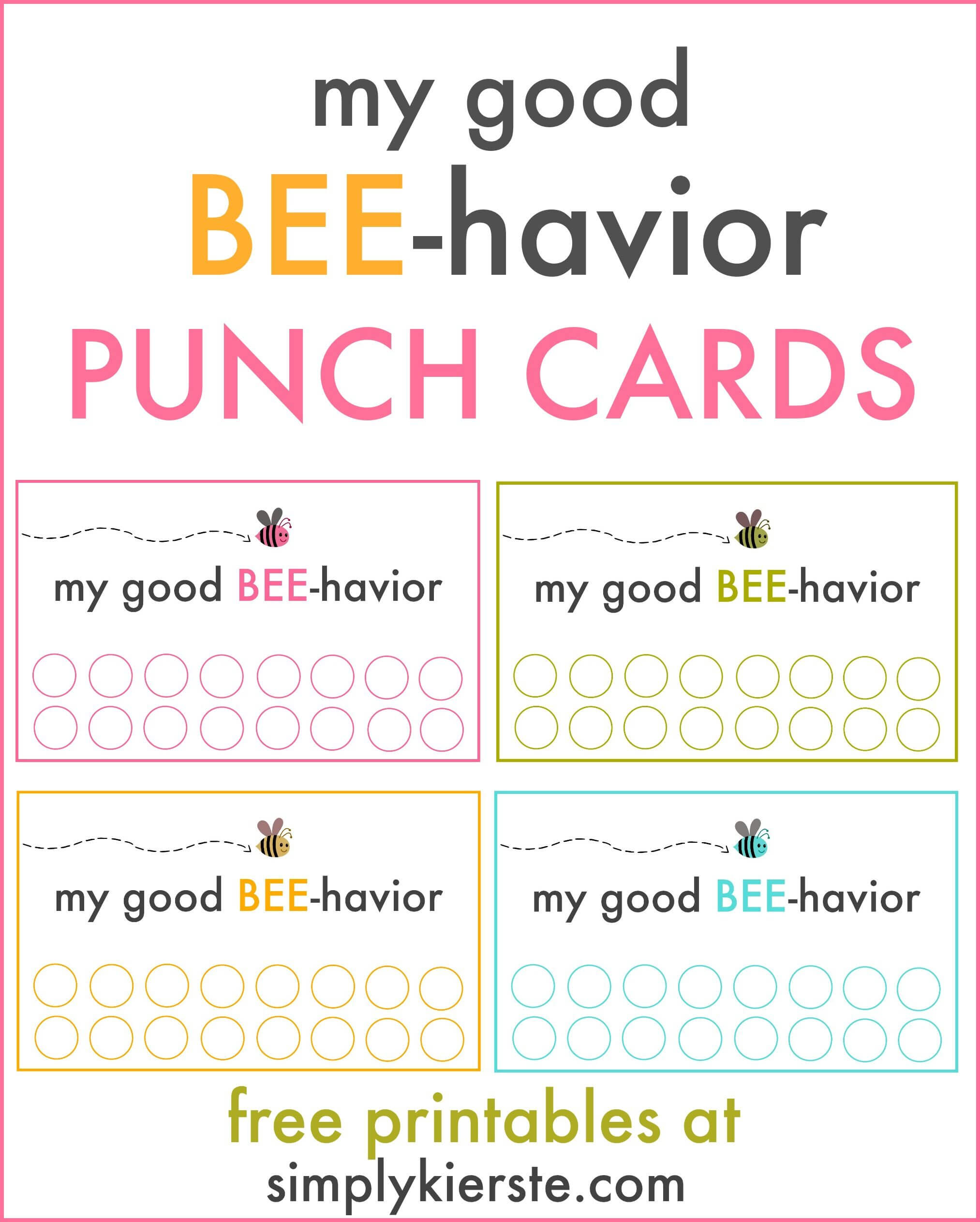 Good Behavior Punch Cards | Ideas: Free Printables In Free Printable Punch Card Template