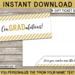 Graduation Gift Ticket Sleeve Template – Gold Glitter Intended For Graduation Gift Certificate Template Free