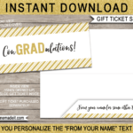 Graduation Gift Ticket Sleeve Template – Gold Glitter Intended For Graduation Gift Certificate Template Free