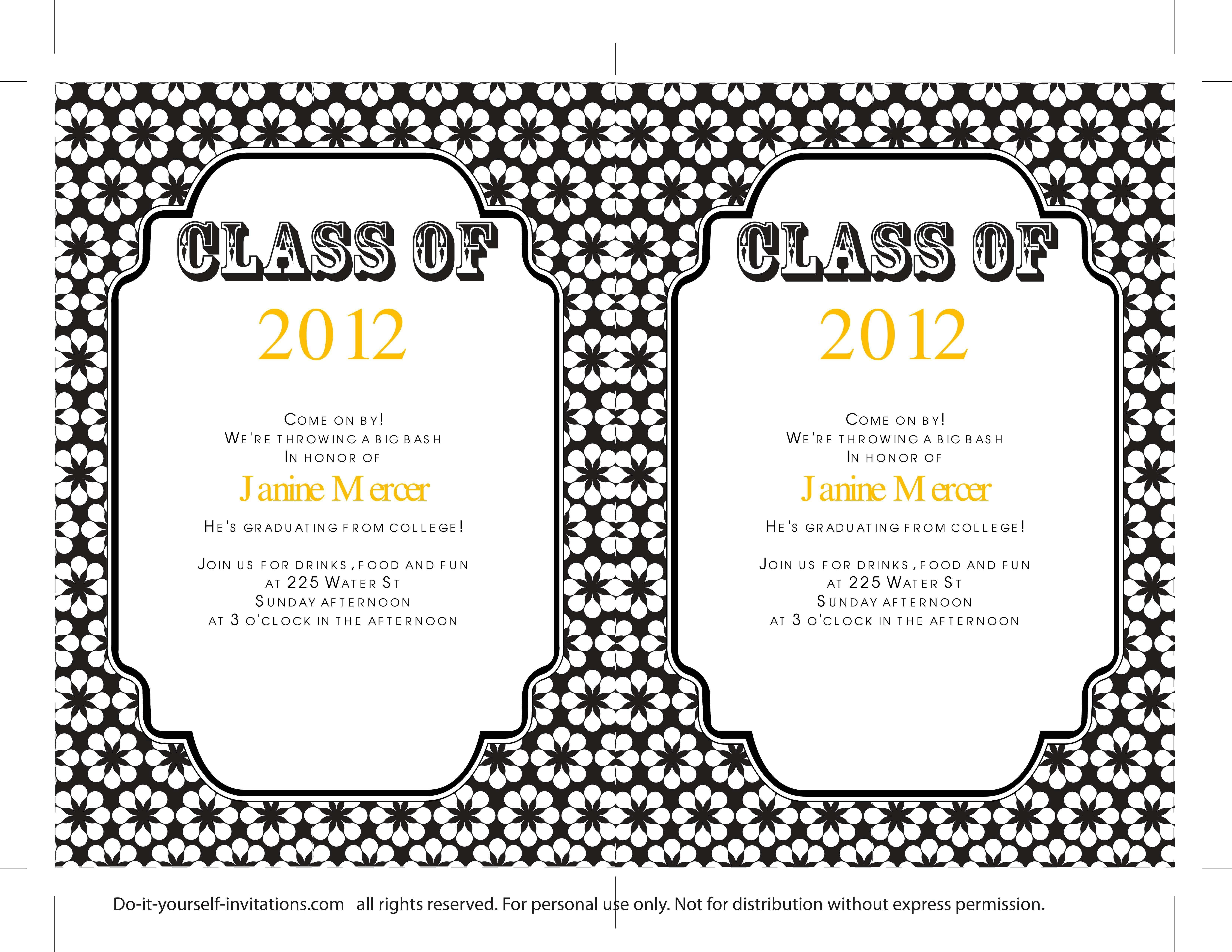 Graduation Invitations: Graduation Invitations Templates Within Free Graduation Invitation Templates For Word