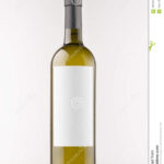 Green Wine Bottle With Blank White Label On White Wooden Regarding Blank Wine Label Template