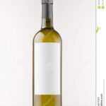 Green Wine Bottle With Blank White Label On White Wooden Regarding Blank Wine Label Template