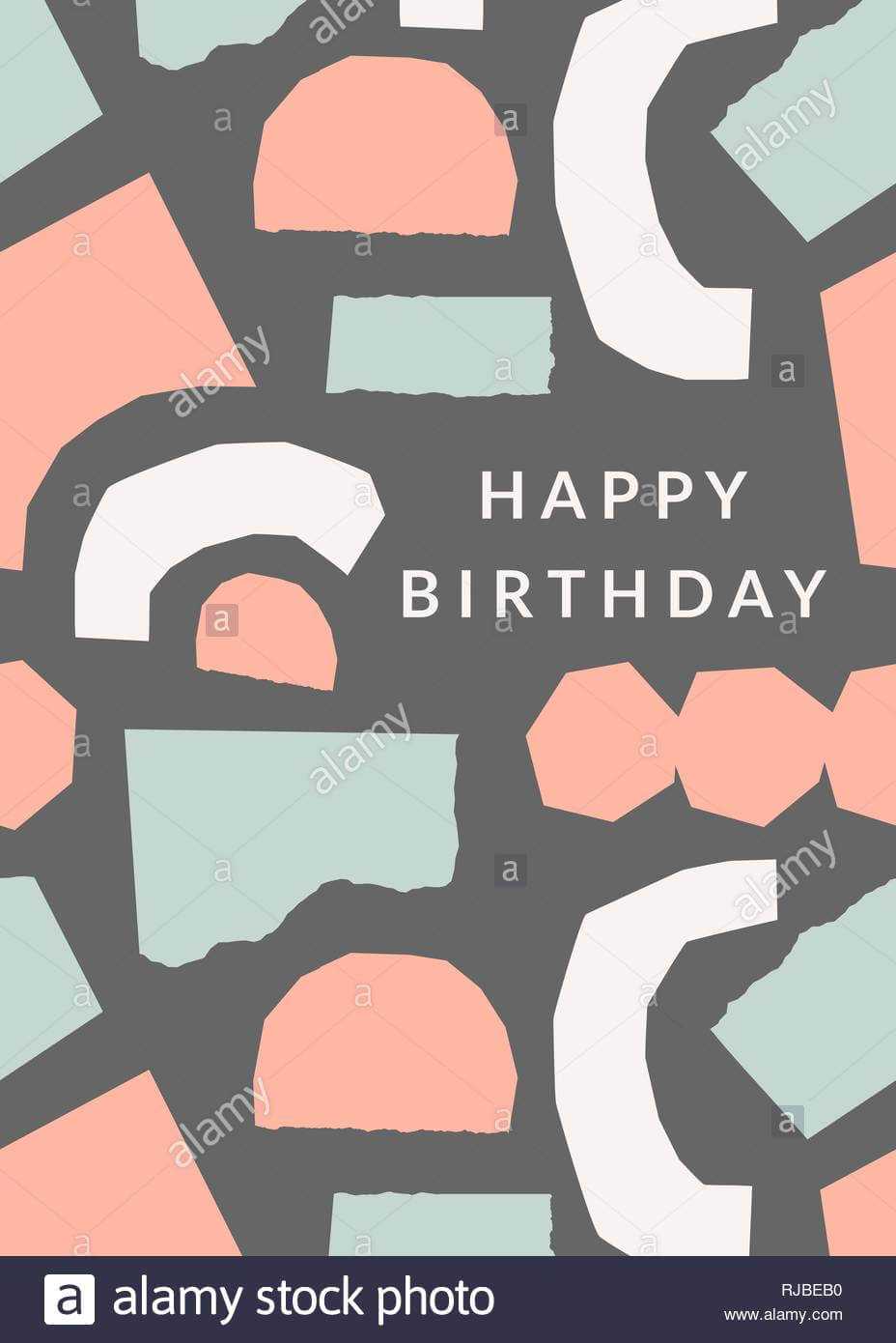 Greeting Card Template With Torn Paper Pieces In Pastel Inside Birthday Card Collage Template