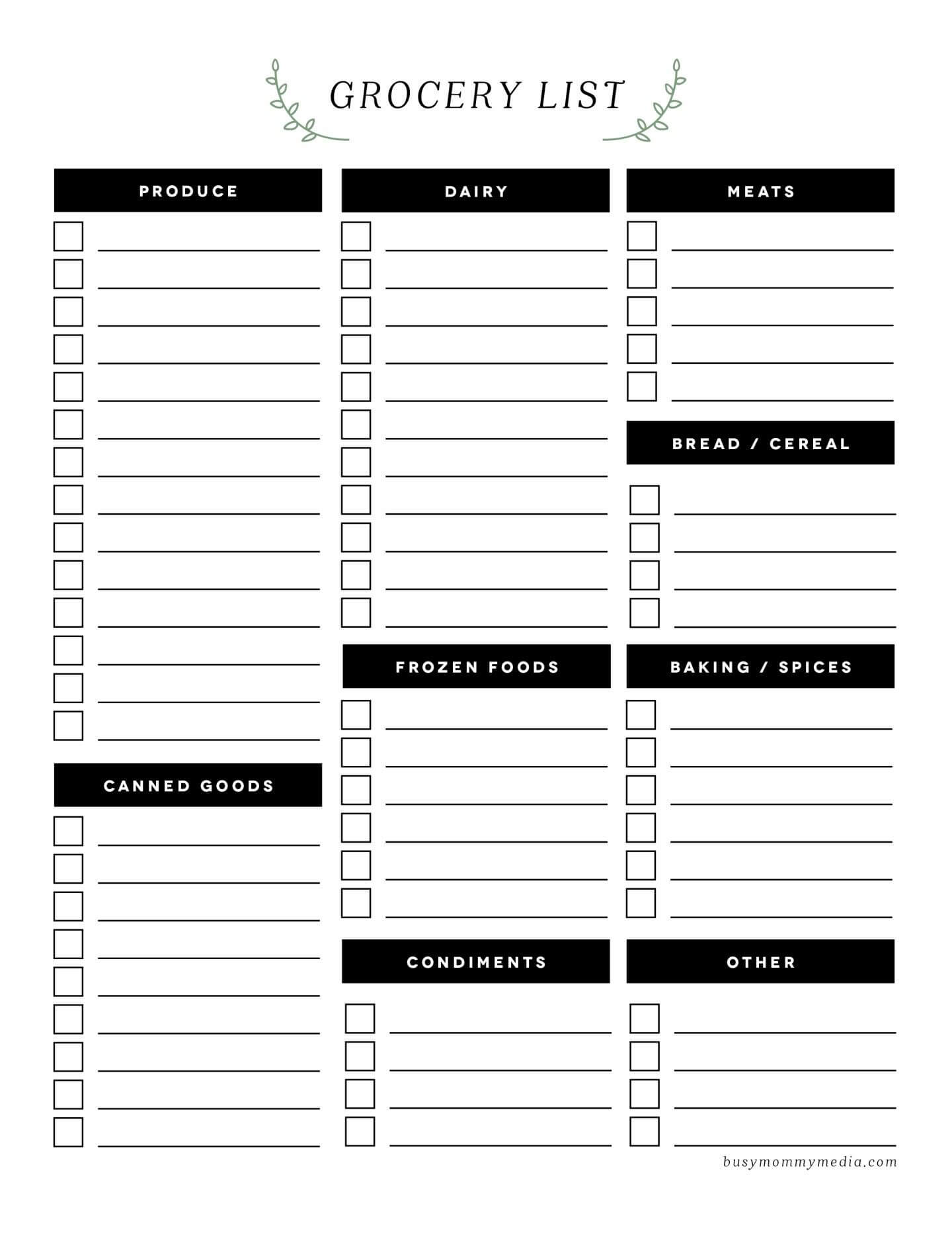 Grocery Shopping List Printable | Ellipsis With Regard To Blank Grocery Shopping List Template