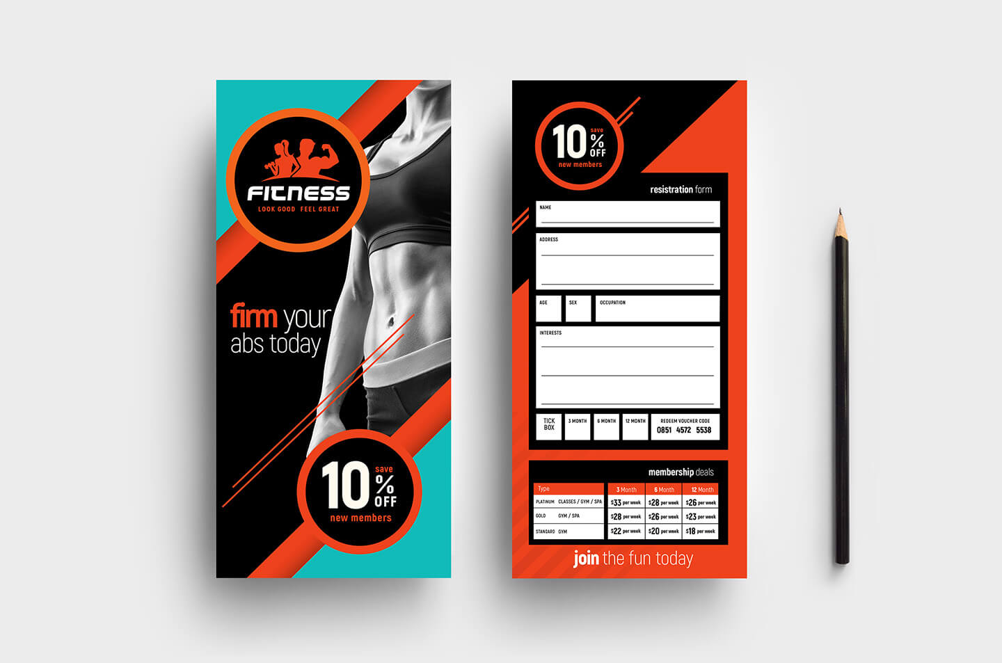 Gym / Fitness Dl Rack Card Template In Psd, Ai & Vector For Dl Card Template