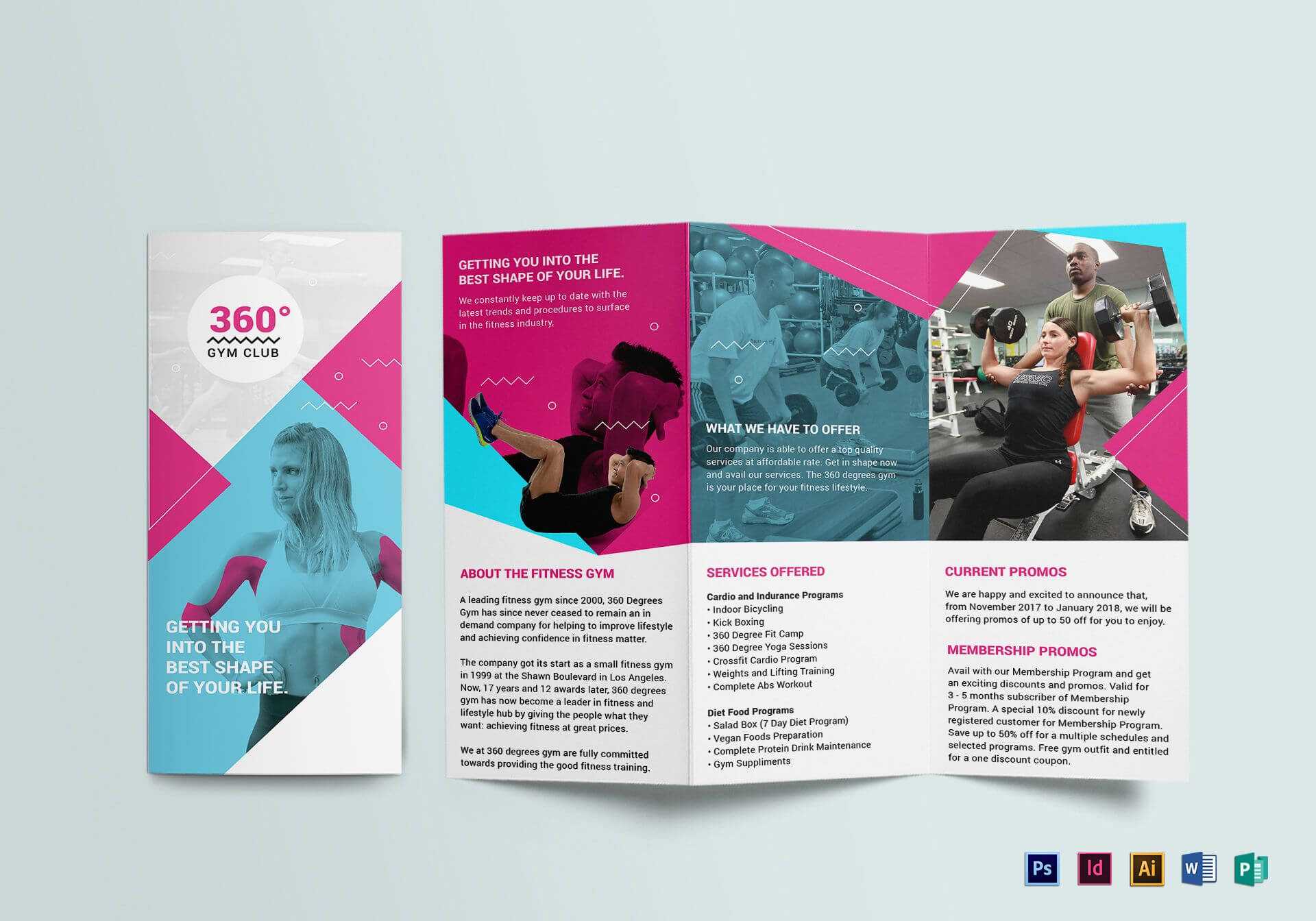 Gym Tri Fold Brochure Template With Regard To Tri Fold Brochure Template Illustrator