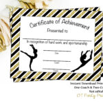 Gymnastics Award – Gymnastics Certificate – Printable Gymnastics Award –  Sports Achievement – You Print – Gymnastics Meet For Gymnastics Certificate Template