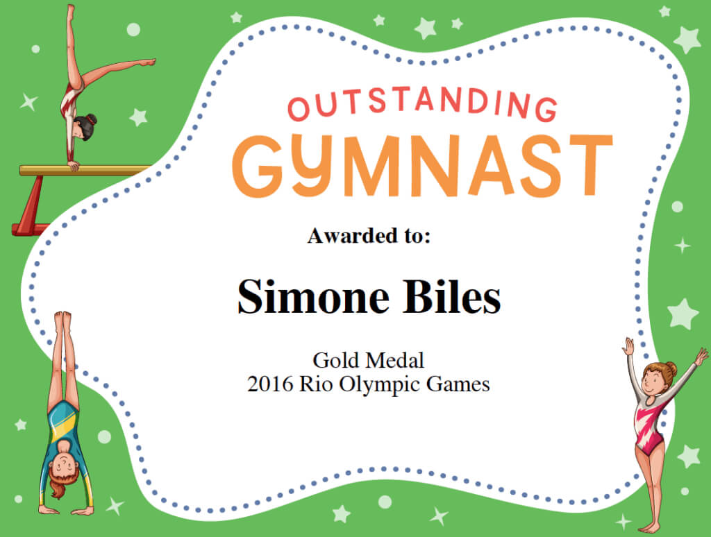 Gymnastics Quotes | Simone Biles, Gabby Douglas & Aly For Gymnastics Certificate Template