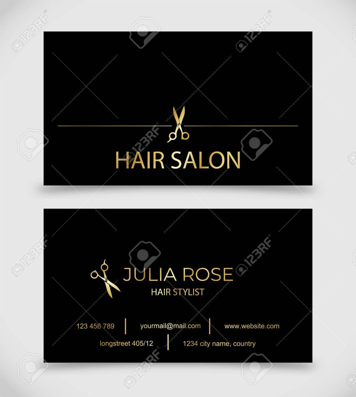 Hair Salon, Hair Stylist Business Card Vector Template Throughout Hair Salon Business Card Template