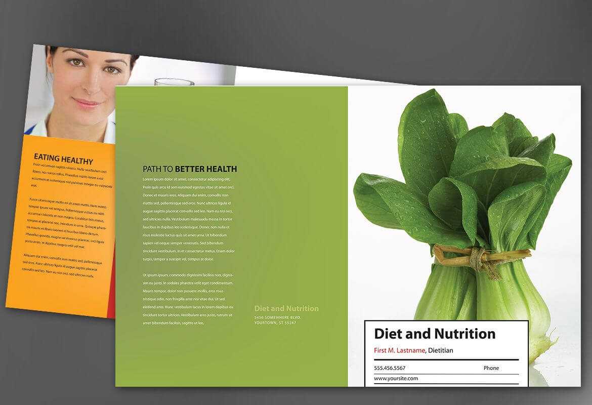 Half Fold Brochure Template For Health And Nutrition. Order In Nutrition Brochure Template