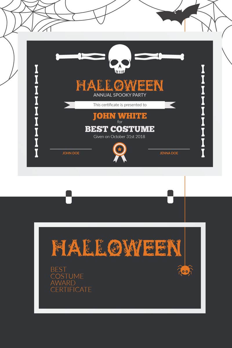 Halloween Best Costume Award Certificate Template | Retail regarding Halloween Certificate Template