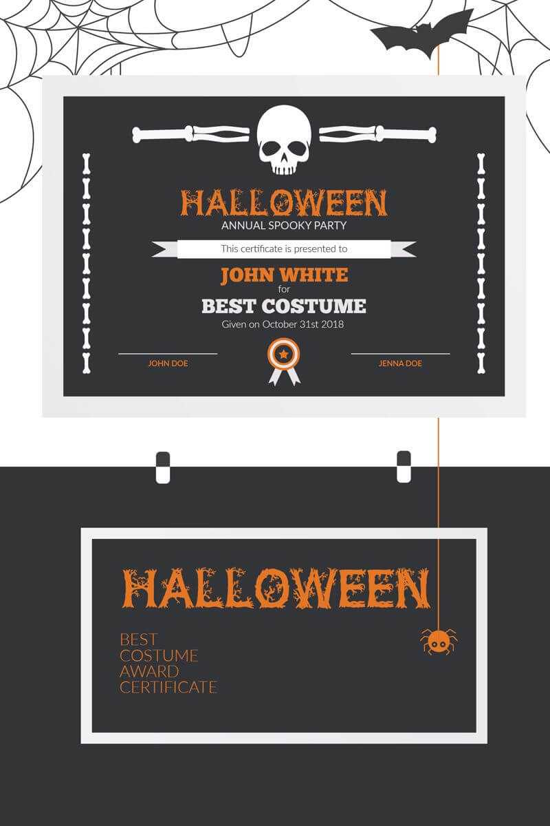 Halloween Best Costume Award Certificate Template | Retail Regarding Halloween Certificate Template