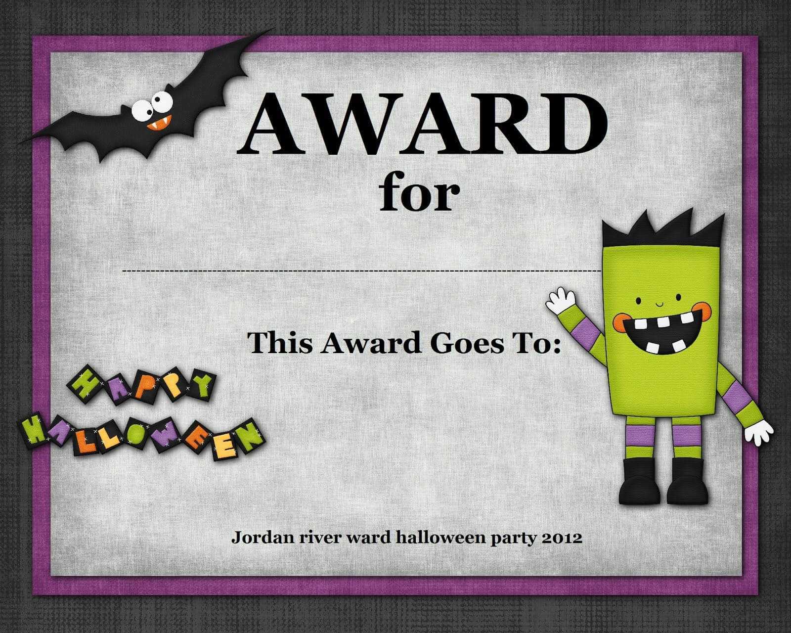 Halloween Costume Award | Halloween | Halloween Costume throughout Halloween Costume Certificate Template